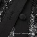 Black Crop Tops See Through Long Sleeves Sexy Pocket Sheer Lady Blouse